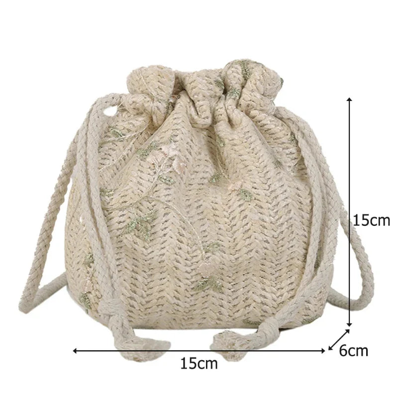 Sac Femme Bourse avec Fleurs Brodées