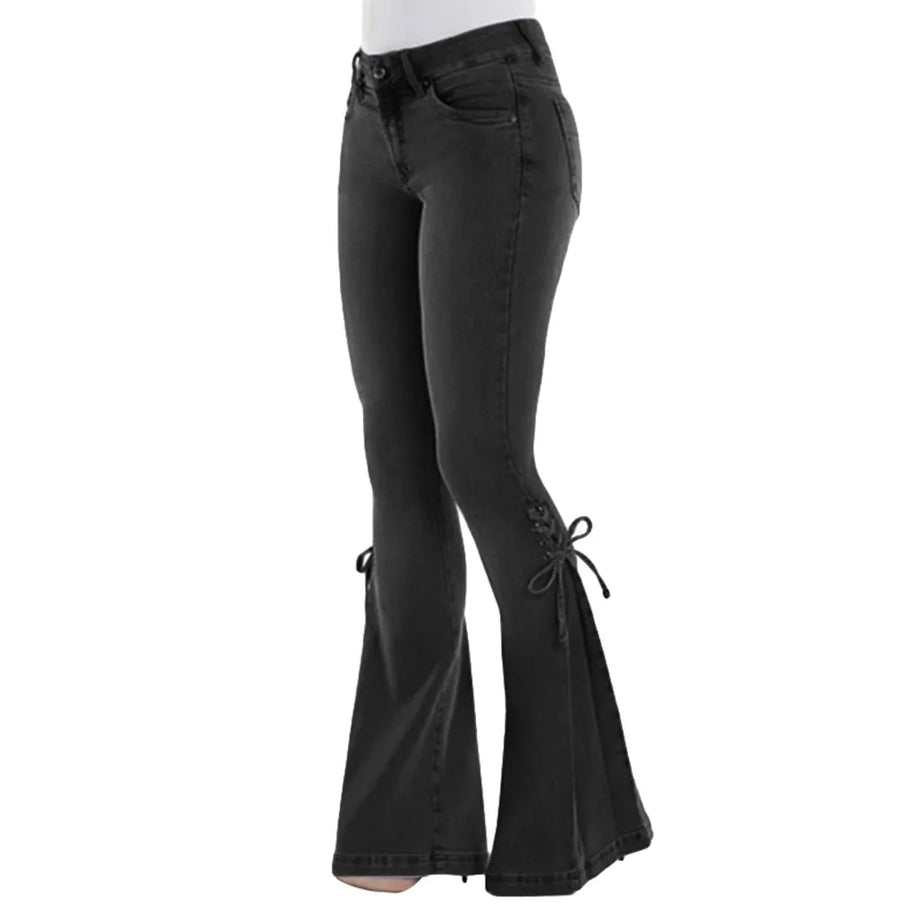 Heer Damen-Jeans mit mittelhohem Bund und ausgestelltem Bein