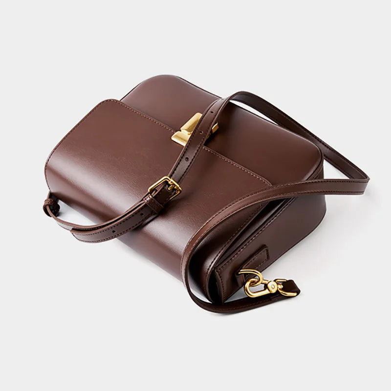 Sac à Main en Cuir Femme à Bandoulière Marron