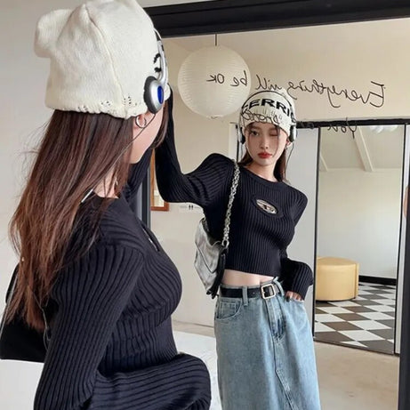 Pull court évidé pour femme Bavo