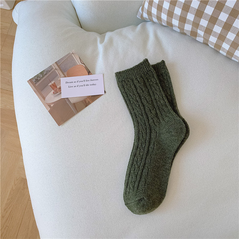 Chaussettes femme longues et douces à motif tressé Michaela