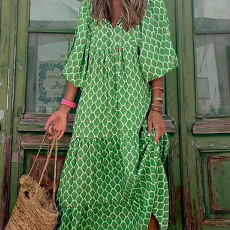 Tully Damen-Vintage-Kleid im Bohemian-Stil mit halben Ärmeln
