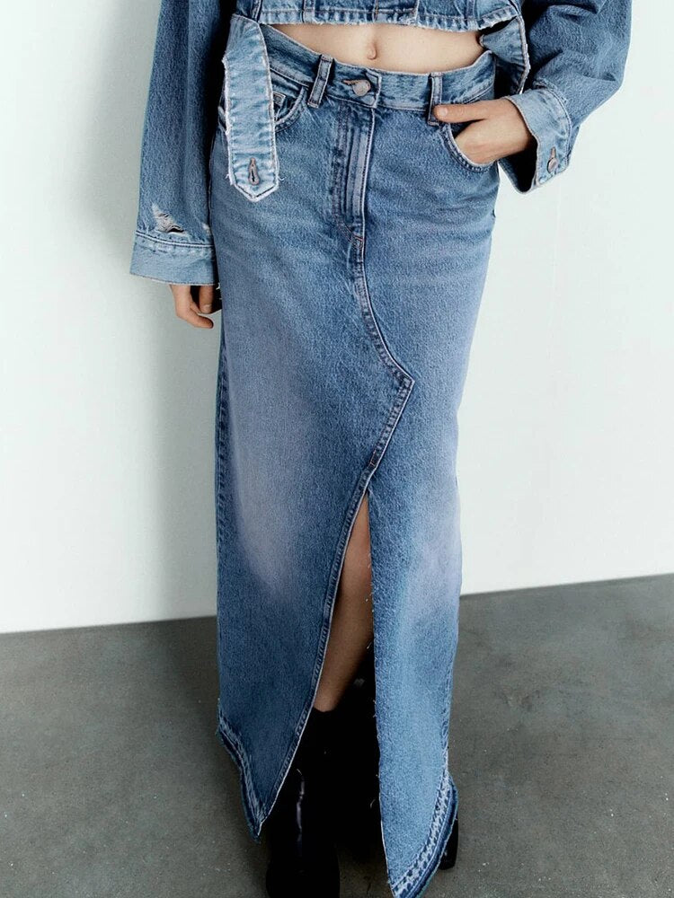 Jupe en jean longue Vintage pour femmes Slayer