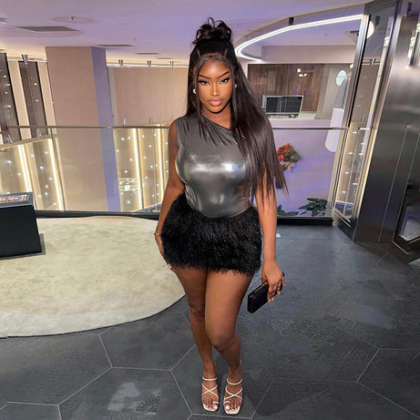 Robe de soirée deux pièces mini-jupe pour femmes - Windy