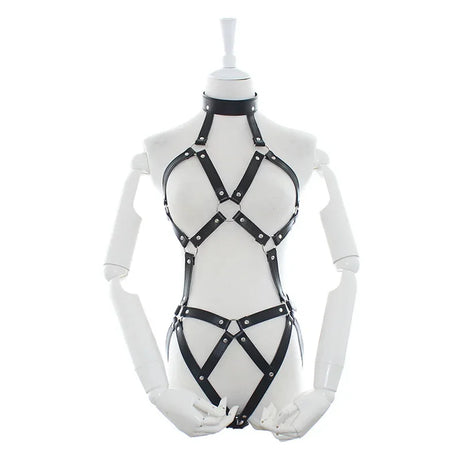 Robe libertine - Ensemble sexy en cuir avec ceinture et bijoux corporels