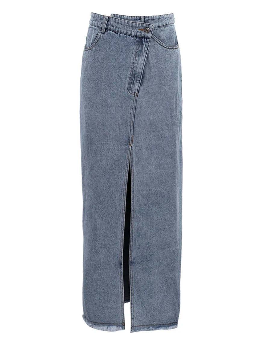 Jupe en jean taille haute vintage pour femme Clave