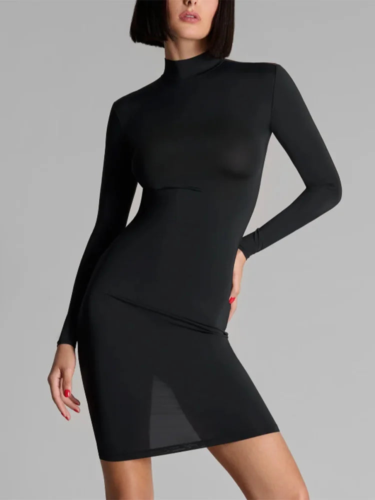 Robe libertine - Robe midi sexy en mesh avec manches longues