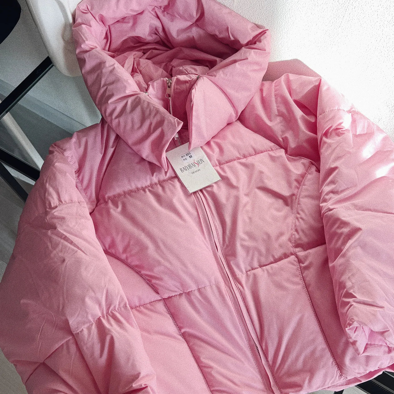 Short loose thick down jacket for women