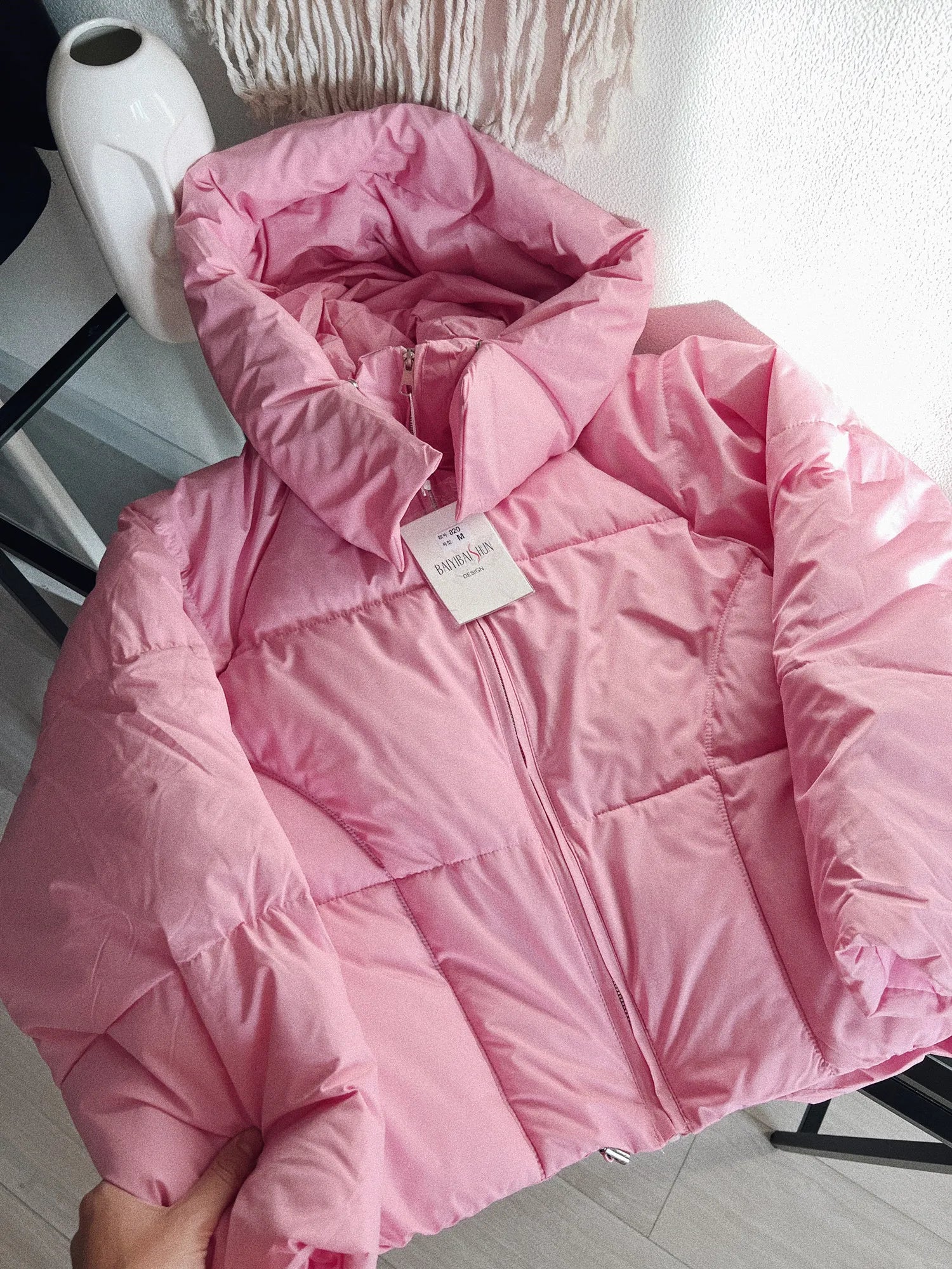 Short loose thick down jacket for women