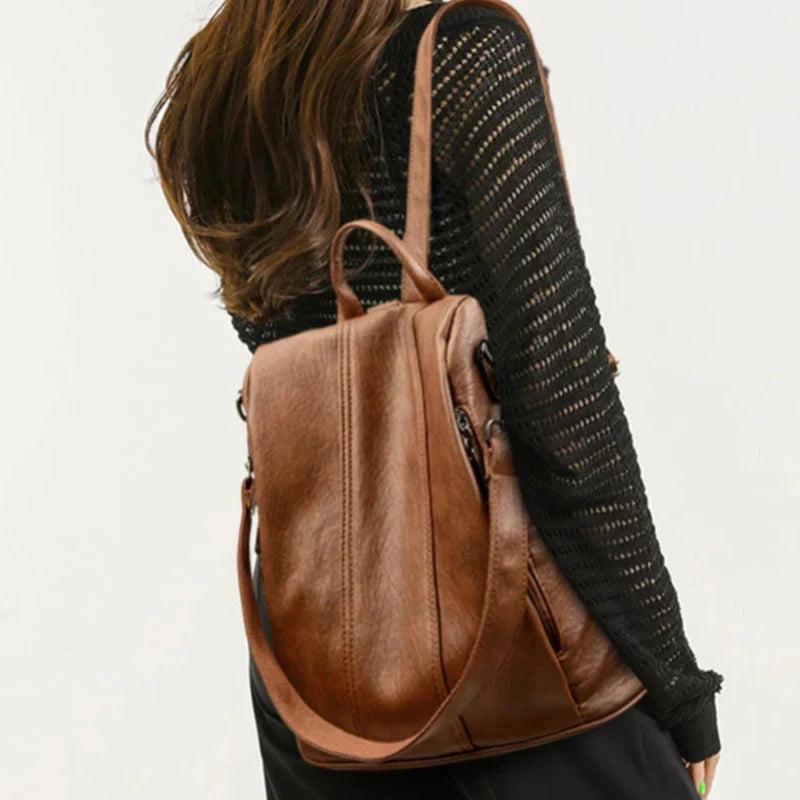 Sac à Main et à Dos Femme Vintage Simili Marron