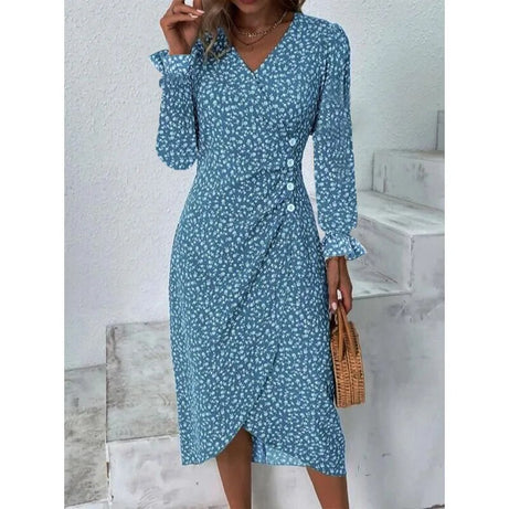 H-förmiges, florales, plissiertes Bohemian-Kleid für Damen