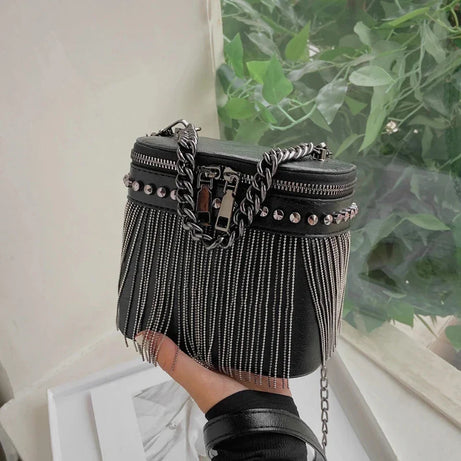 Sac à Frange Métallique Élégant