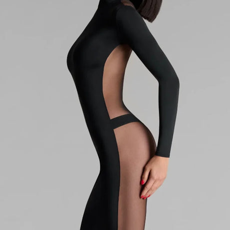 Robe libertine - Robe midi sexy en mesh avec manches longues