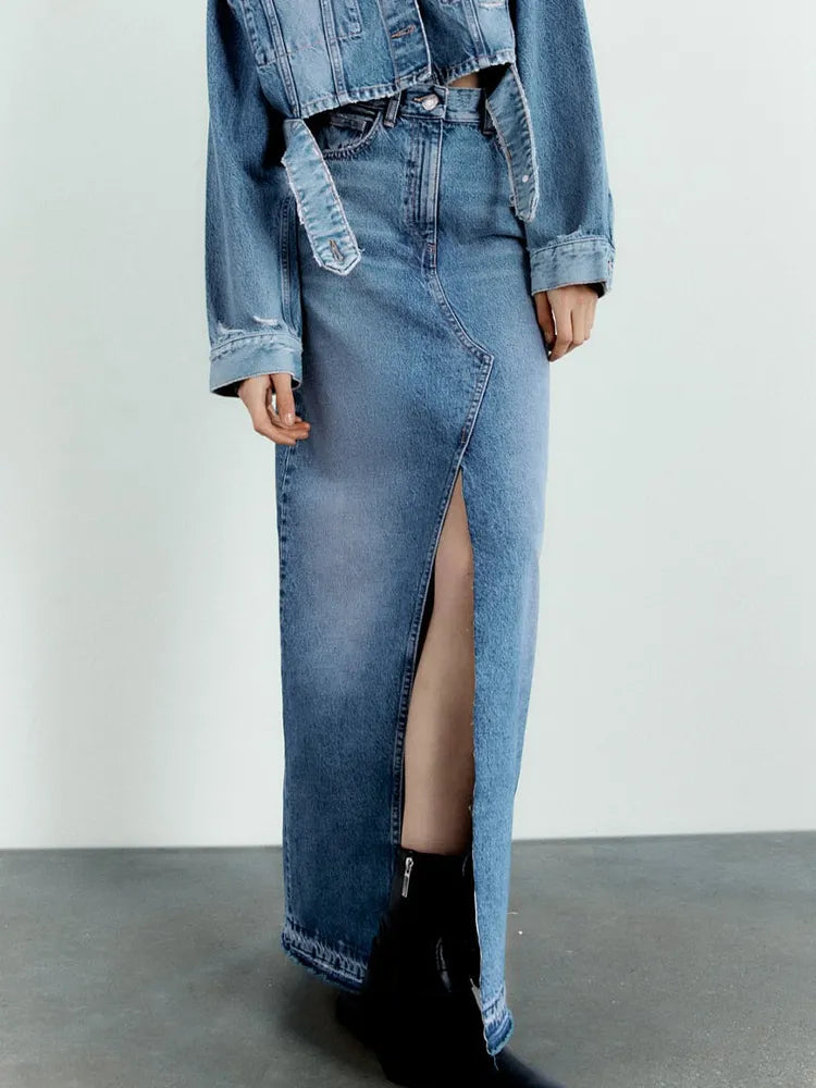 Jupe en jean longue Vintage pour femmes Slayer