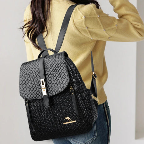 Sac à Main et à Dos Femme Élégant Simili Noir