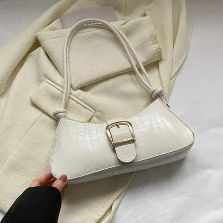 Sac à Main Baguette Simili avec Boucle Métallique Chic
