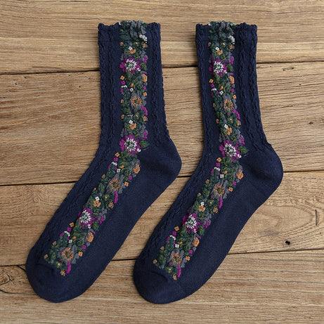 Chaussettes longues femme avec broderie florale ornée Gracelynn
