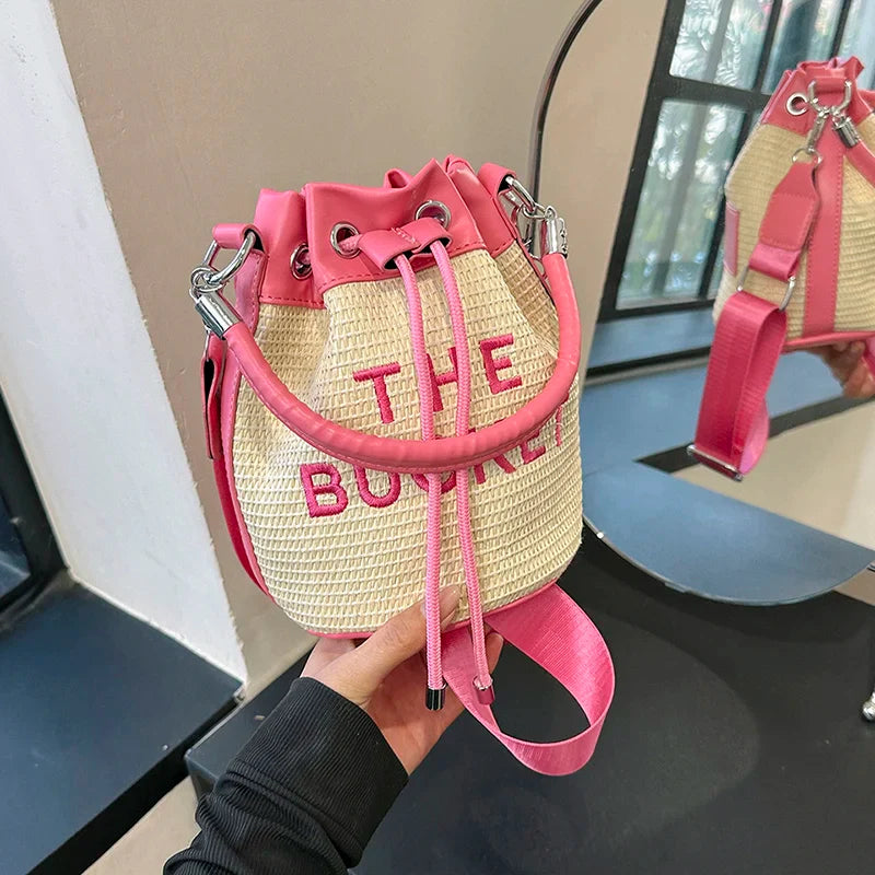Sac Femme Seau Vintage en Paille