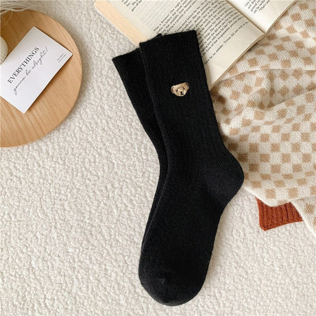 Chaussettes femme rayées avec ours en peluche Nancy