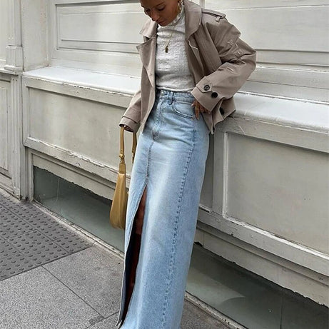 Jupe en jean Taille Haute Maxi pour Femme Milly