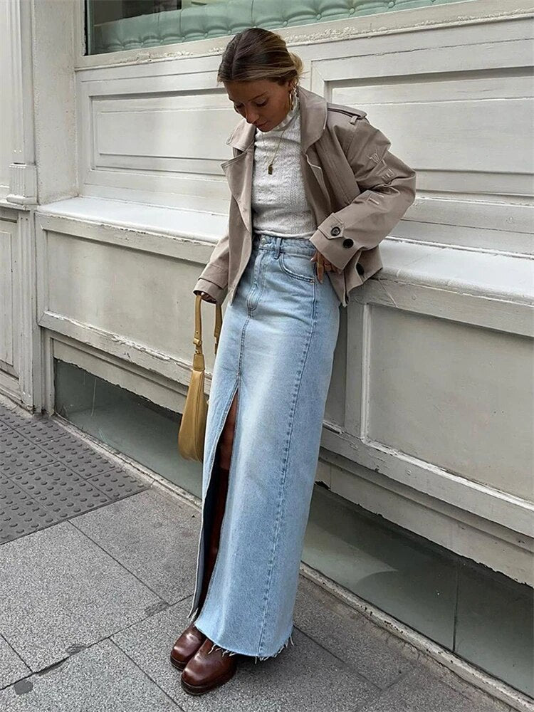 Jupe en jean Taille Haute Maxi pour Femme Milly