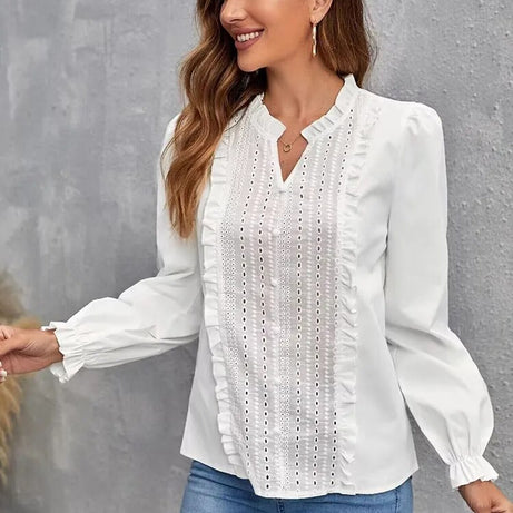 Chemisier à manches longues bouffantes pour femmes Falso