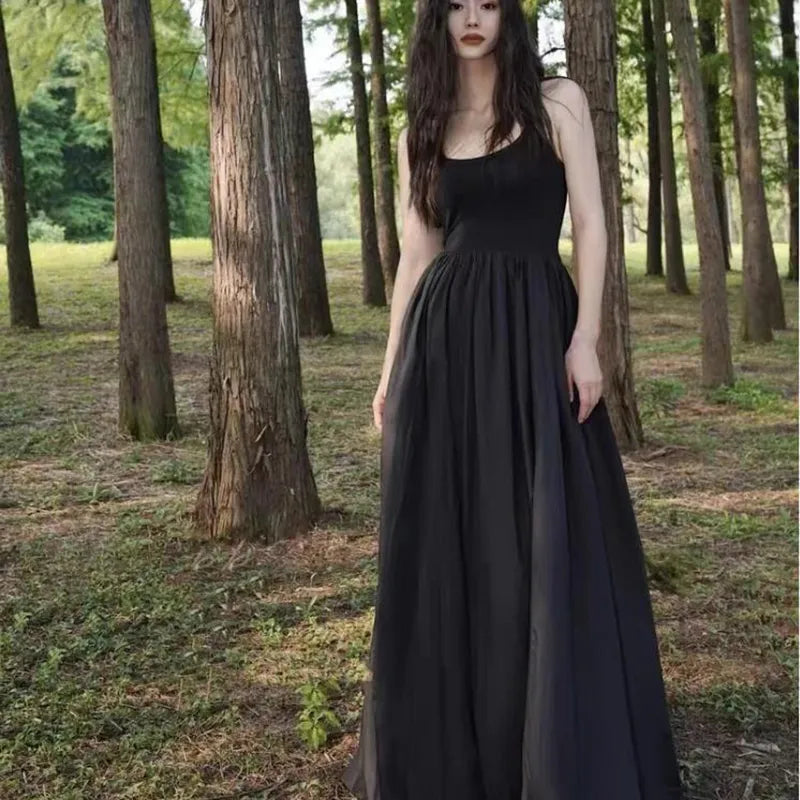 Robe mi-longue taille haute pour femme