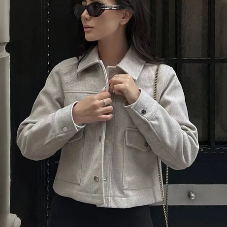 Schicke Jacke mit buntem Kragen mit Lift für Damen