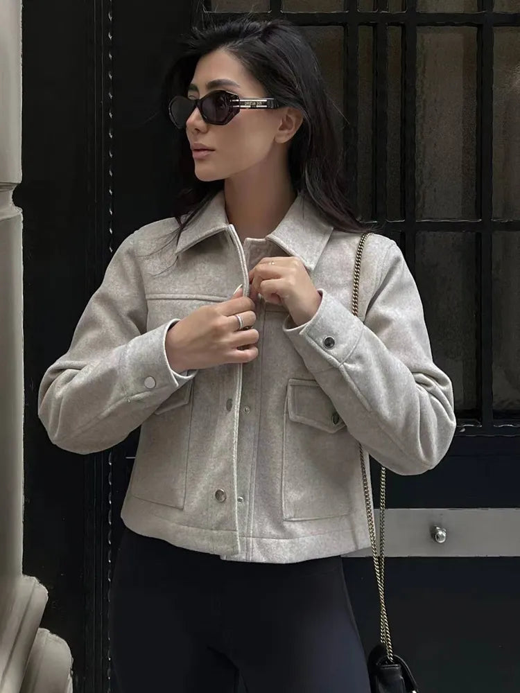Schicke Jacke mit buntem Kragen mit Lift für Damen