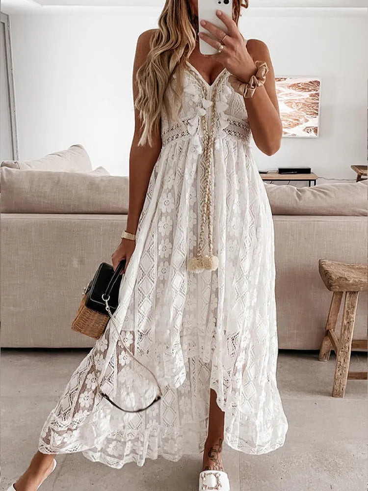 Boho-Stil, Spitze, böhmisches Kleid für Damen, Retro