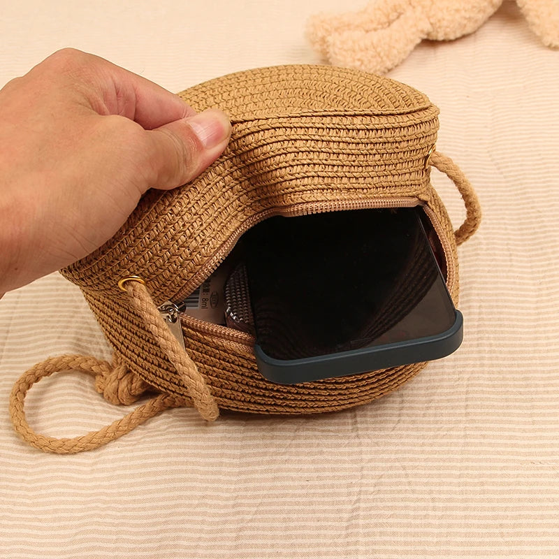 Petit Sac Rond en Paille