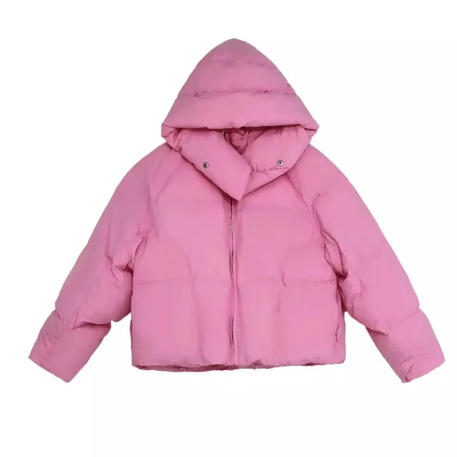Short loose thick down jacket for women