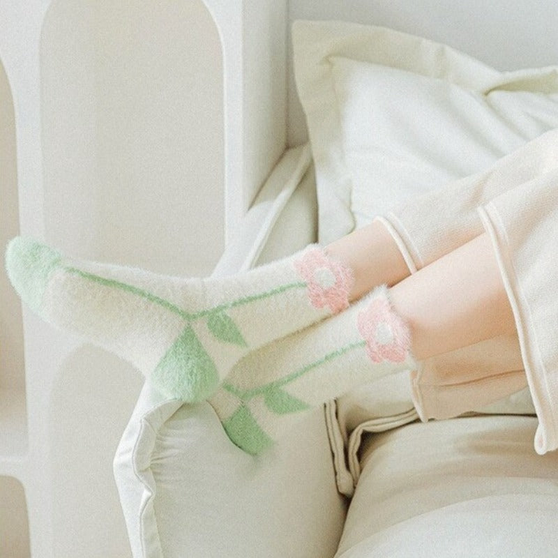 Chaussettes femme moelleuses pastel