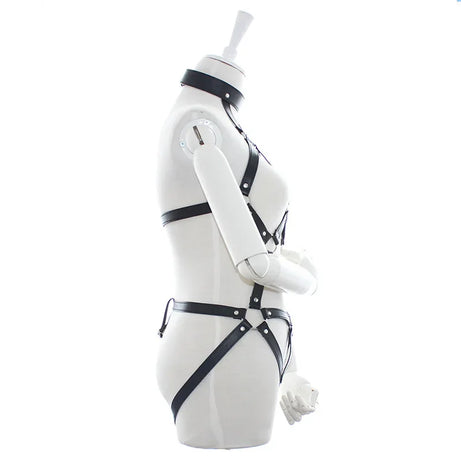 Robe libertine - Ensemble sexy en cuir avec ceinture et bijoux corporels