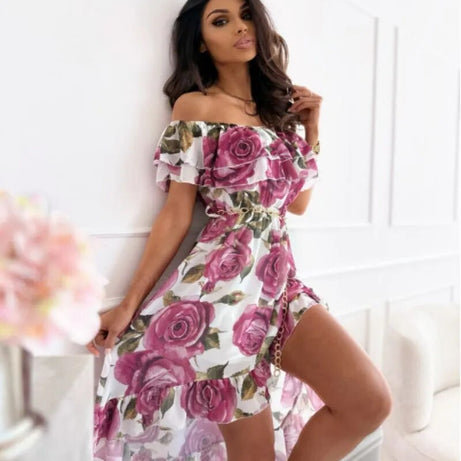 Elegantes Bohemian-Kleid mit Blumendruck für Damen