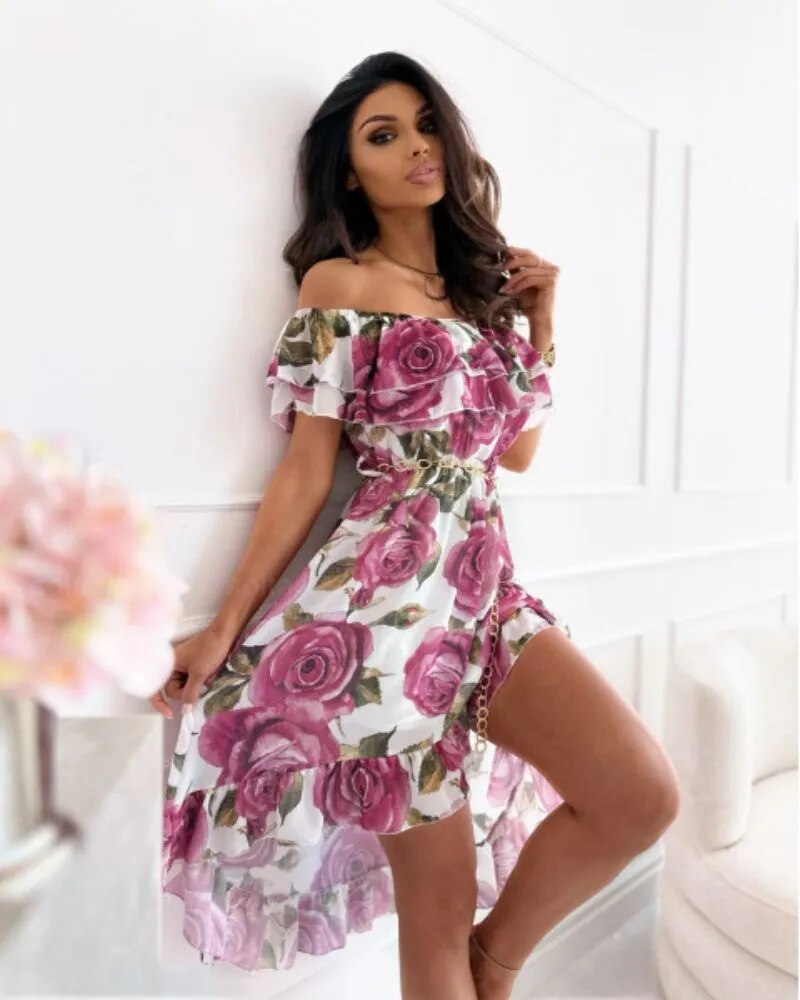 Elegantes Bohemian-Kleid mit Blumendruck für Damen