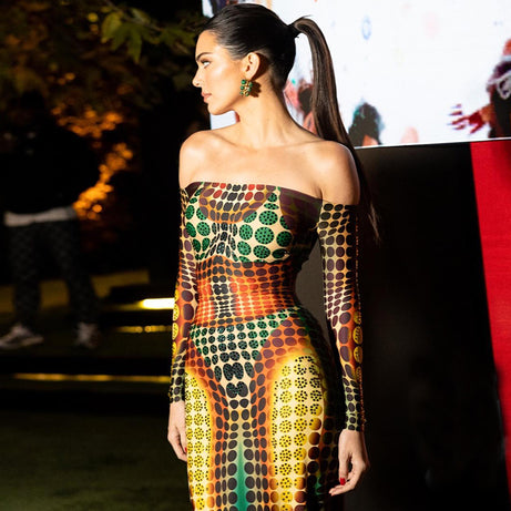 Robe imprimée à pois inspirés, tenues de célébrités d'été pour femme - Accon