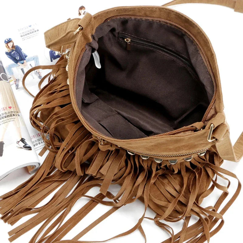 Sac Bandoulière Femme en Simili Suédine Marron
