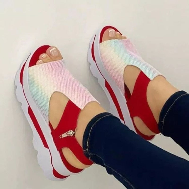 Plateausandalen mit Keilabsatz, Übergröße, lässig für Damen – Zoomy