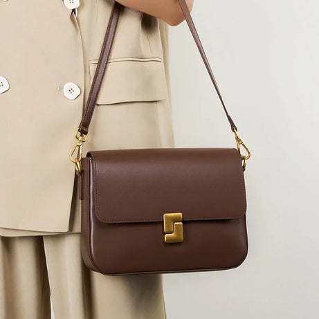 Sac à Main en Cuir Femme à Bandoulière Marron