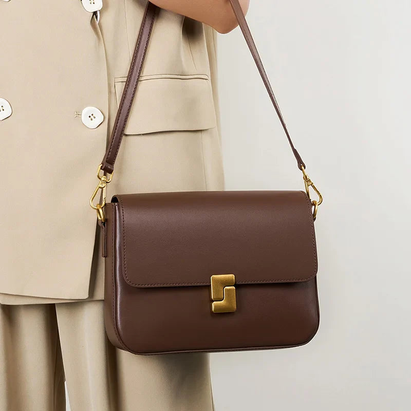 Sac à Main en Cuir Femme à Bandoulière Marron