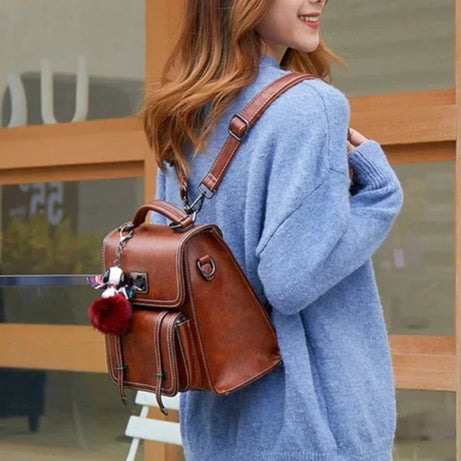 Sac Cartable Femme Marron et Vintage