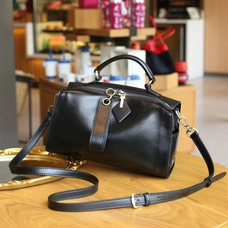Sac à main cuir marron brillant