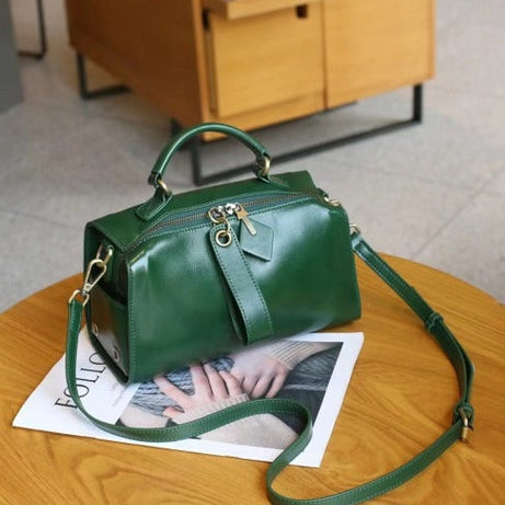 Sac à main cuir marron brillant