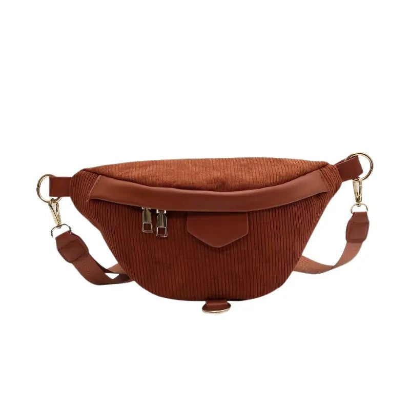 Sac à main banane velours marron