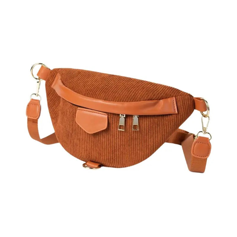 Sac à main banane velours marron