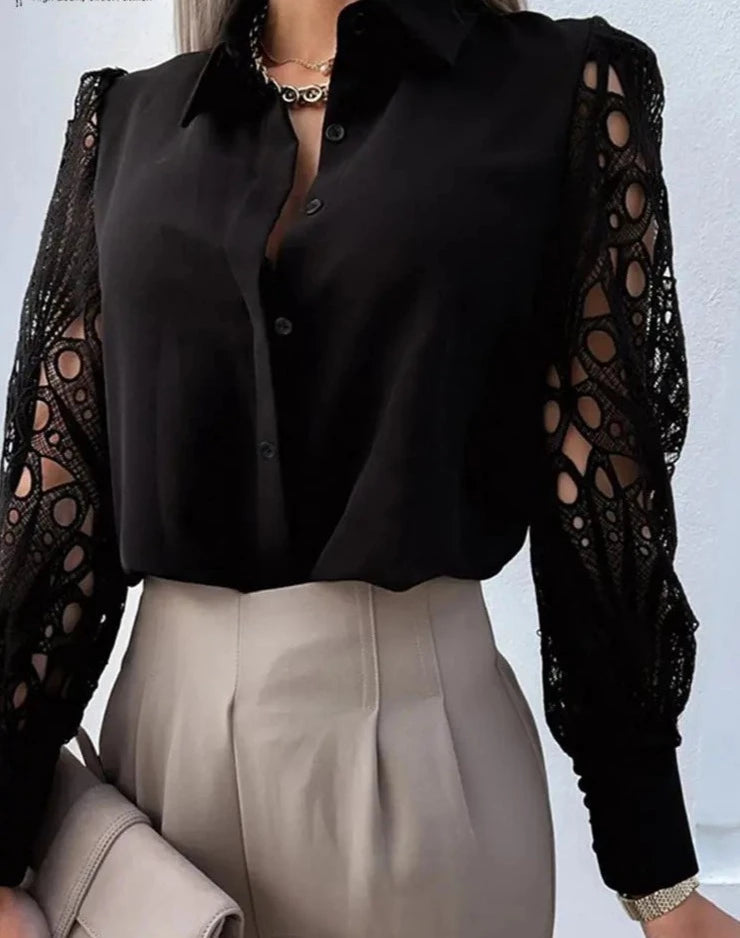 Chemisiers élégants à revers et manches longues pour femmes Dalioo