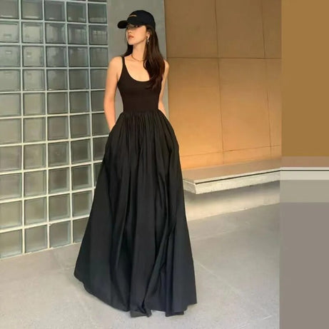 Robe mi-longue taille haute pour femme