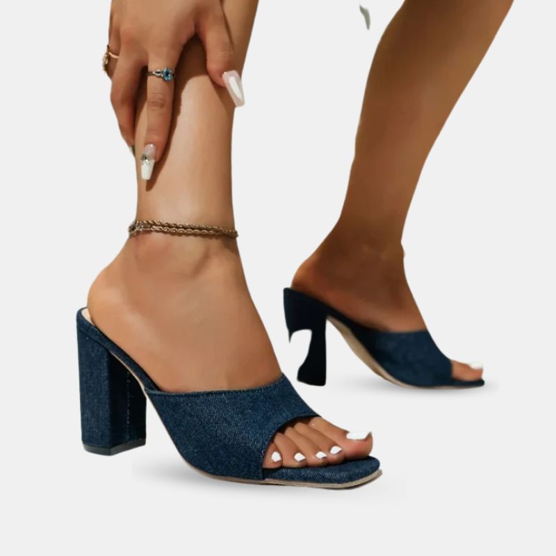Sandale Bleu Marine Élégante à Talon Plateforme