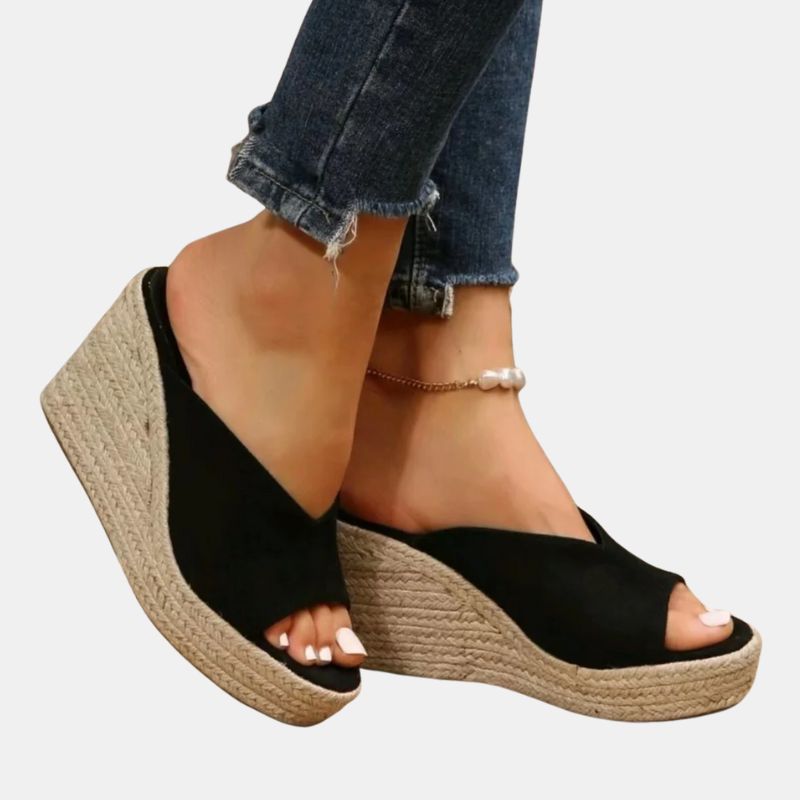 Sandale Compensée Femme Ouverte et Design